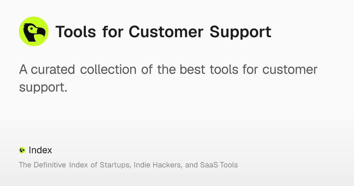 Tools for Customer Support – Index