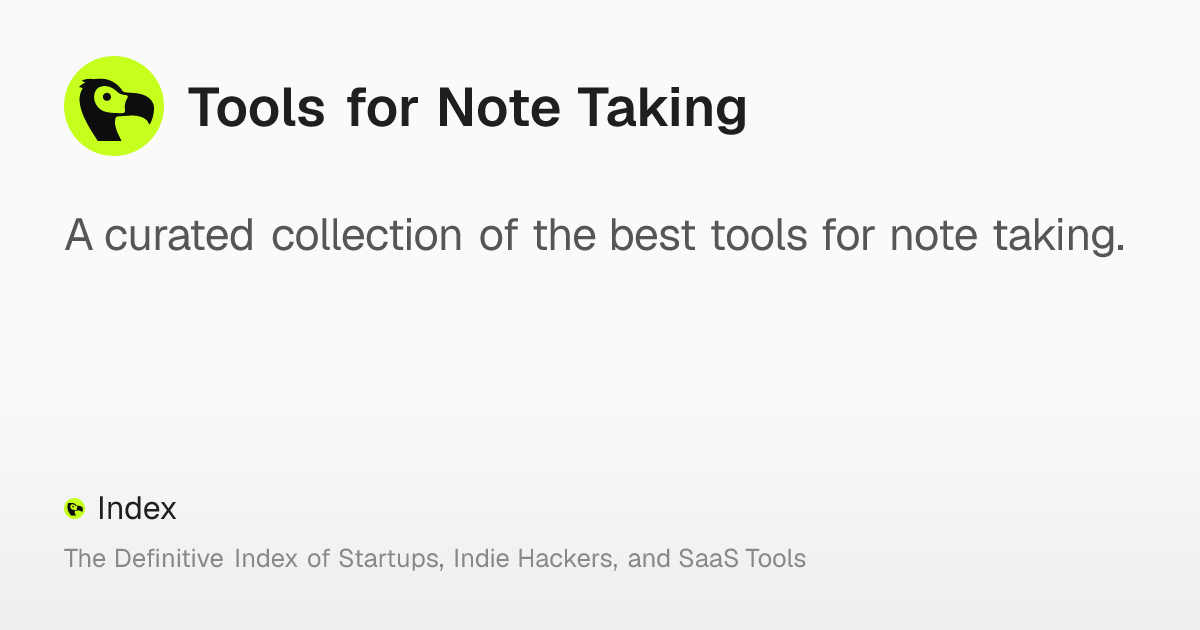 Tools for Note Taking – Index